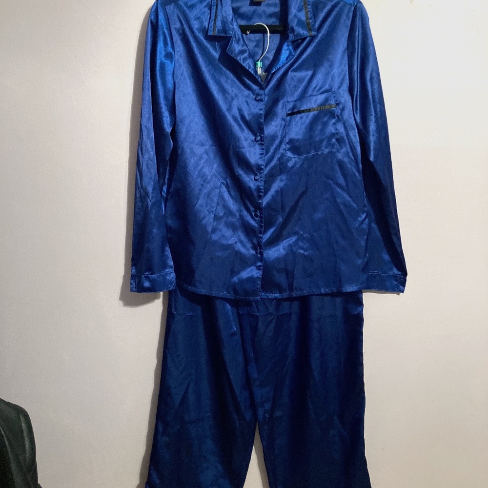 Ladies Polyester Silk Loungewear Size M, Tall Midnight blue
